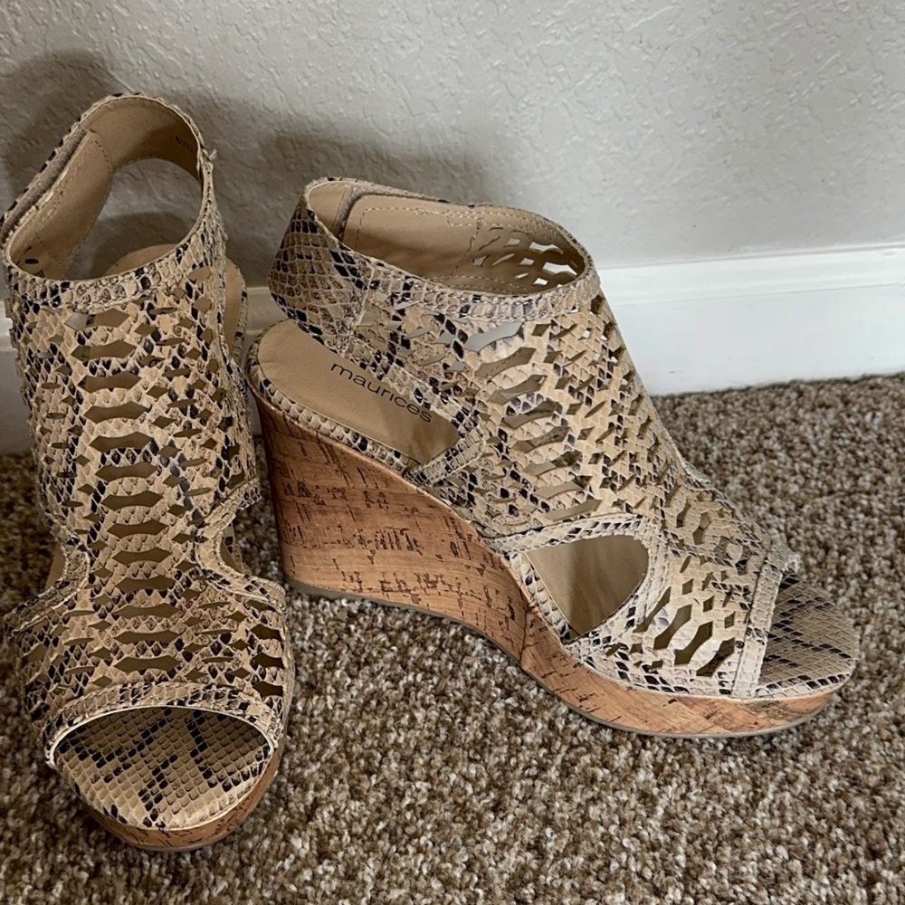 Never worn snakeskin wedges